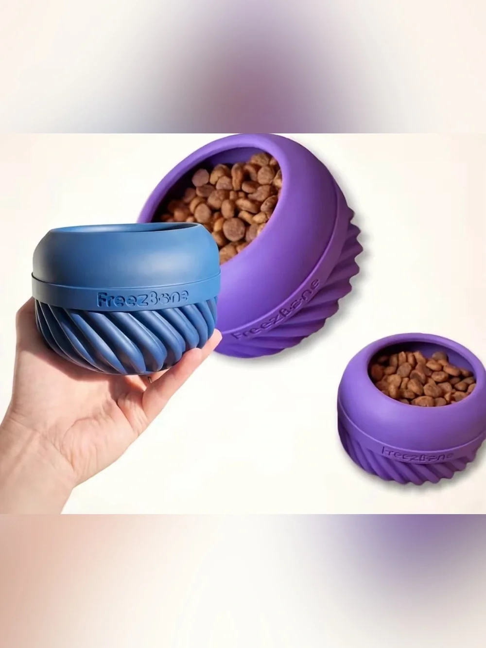 Freezbone L Super Chewer! Dog Treat meal bowl NEW! Navy Large & XL Dog freezer